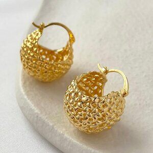 Hollowed out woven basket earrings